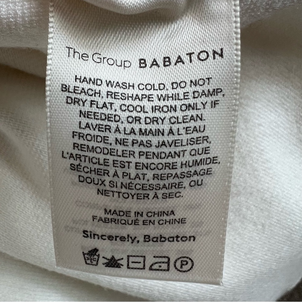 BABATON ARITZIA Hoodie Pullover Sweatshirt Cream Oversized Knit Lounge Minimal - Picture 9 of 9